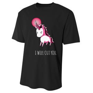 I Will Cut You Stabby Unicorn Funny Performance Sprint T-Shirt