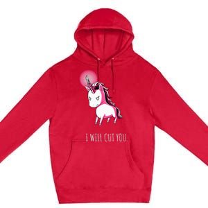 I Will Cut You Stabby Unicorn Funny Premium Pullover Hoodie