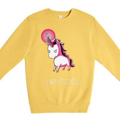 I Will Cut You Stabby Unicorn Funny Premium Crewneck Sweatshirt