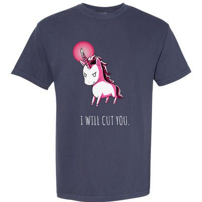 I Will Cut You Stabby Unicorn Funny Garment-Dyed Heavyweight T-Shirt