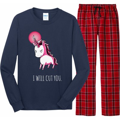 I Will Cut You Stabby Unicorn Funny Long Sleeve Pajama Set