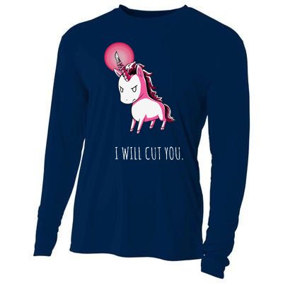 I Will Cut You Stabby Unicorn Funny Cooling Performance Long Sleeve Crew