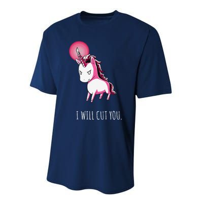 I Will Cut You Stabby Unicorn Funny Performance Sprint T-Shirt