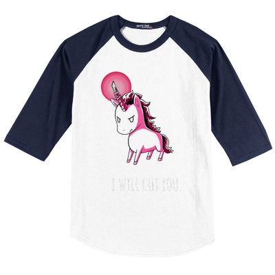 I Will Cut You Stabby Unicorn Funny Baseball Sleeve Shirt