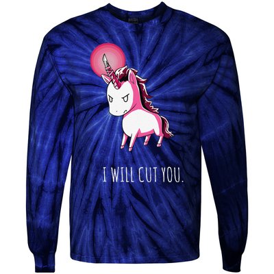 I Will Cut You Stabby Unicorn Funny Tie-Dye Long Sleeve Shirt