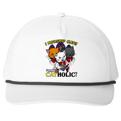 I Worship Cats Does That Make Me Catholic Funny Cat Lovers Snapback Five-Panel Rope Hat