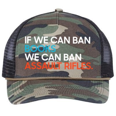 If We Can Ban Book We Can Ban Assault Rifles Retro Rope Trucker Hat Cap