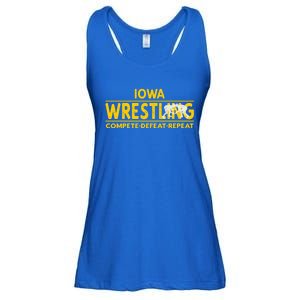 Iowa Wrestling Compete Defeat Repeat Gift Ladies Essential Flowy Tank