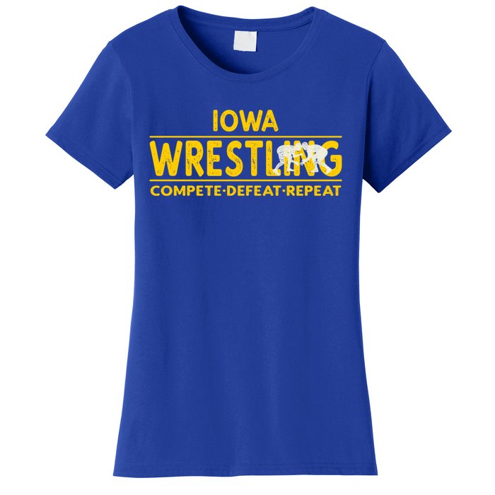 Iowa Wrestling Compete Defeat Repeat Gift Women's T-Shirt