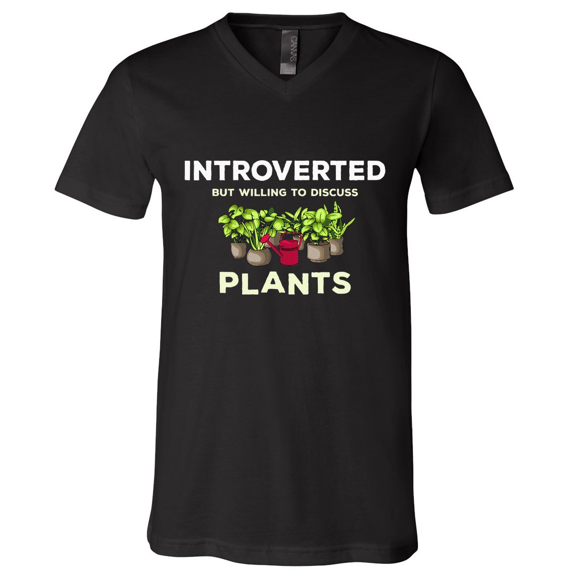Introverted Willing Discuss Plants Lover Gardening Gardener V-Neck T-Shirt