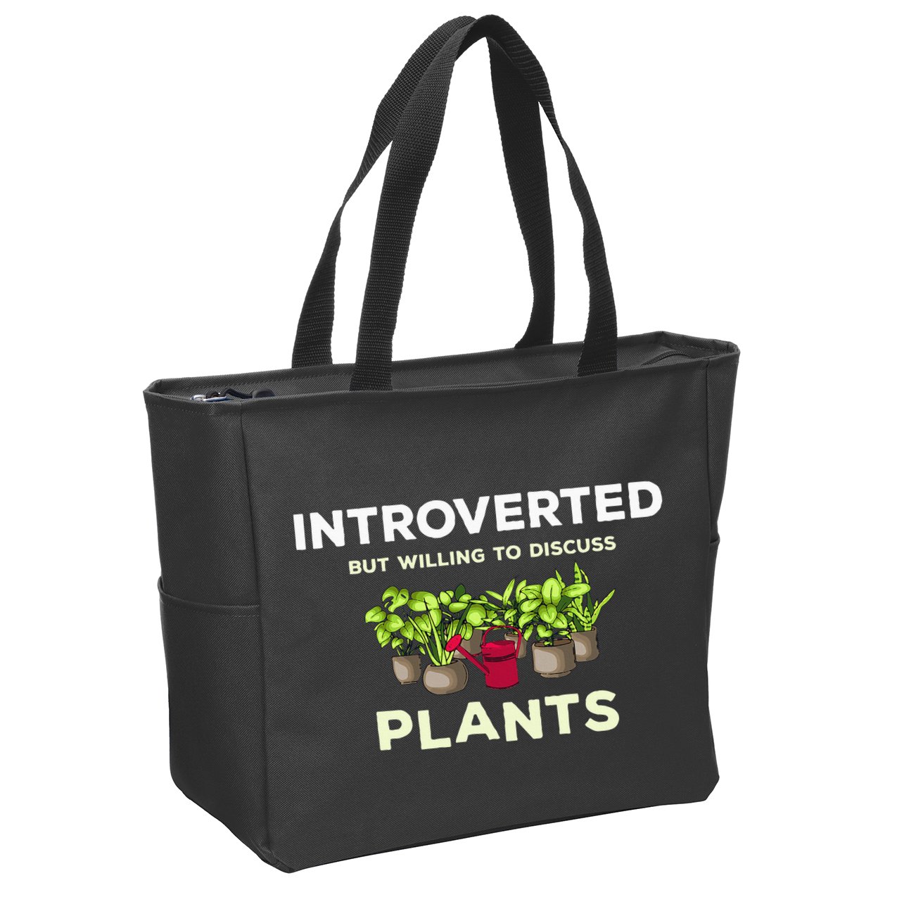 Introverted Willing Discuss Plants Lover Gardening Gardener Zip Tote Bag