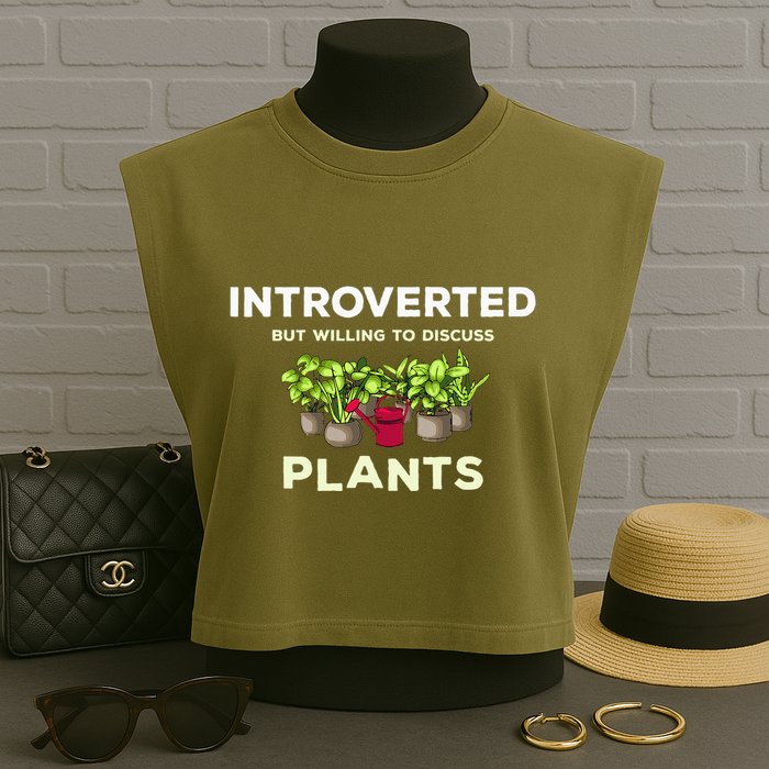 Introverted Willing Discuss Plants Lover Gardening Gardener Garment-Dyed Women's Muscle Tee