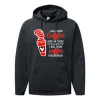 I Will Drink Coffee Here Or There Funny Teacher Teaching Performance Fleece Hoodie