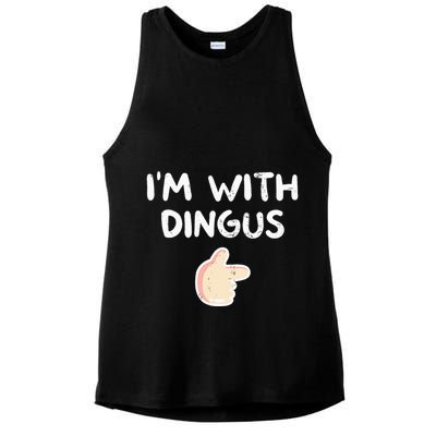 Im With Dingus Vintage Retro Funny Hilarious Ladies PosiCharge Tri-Blend Wicking Tank