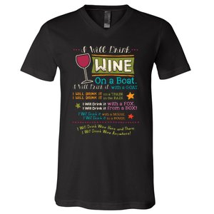 I Will Drink Wine Everywhere Funny Wine Lover V-Neck T-Shirt