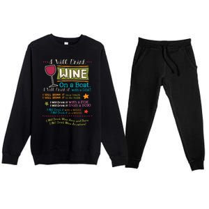 I Will Drink Wine Everywhere Funny Wine Lover Premium Crewneck Sweatsuit Set