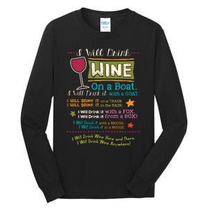 I Will Drink Wine Everywhere Funny Wine Lover Tall Long Sleeve T-Shirt