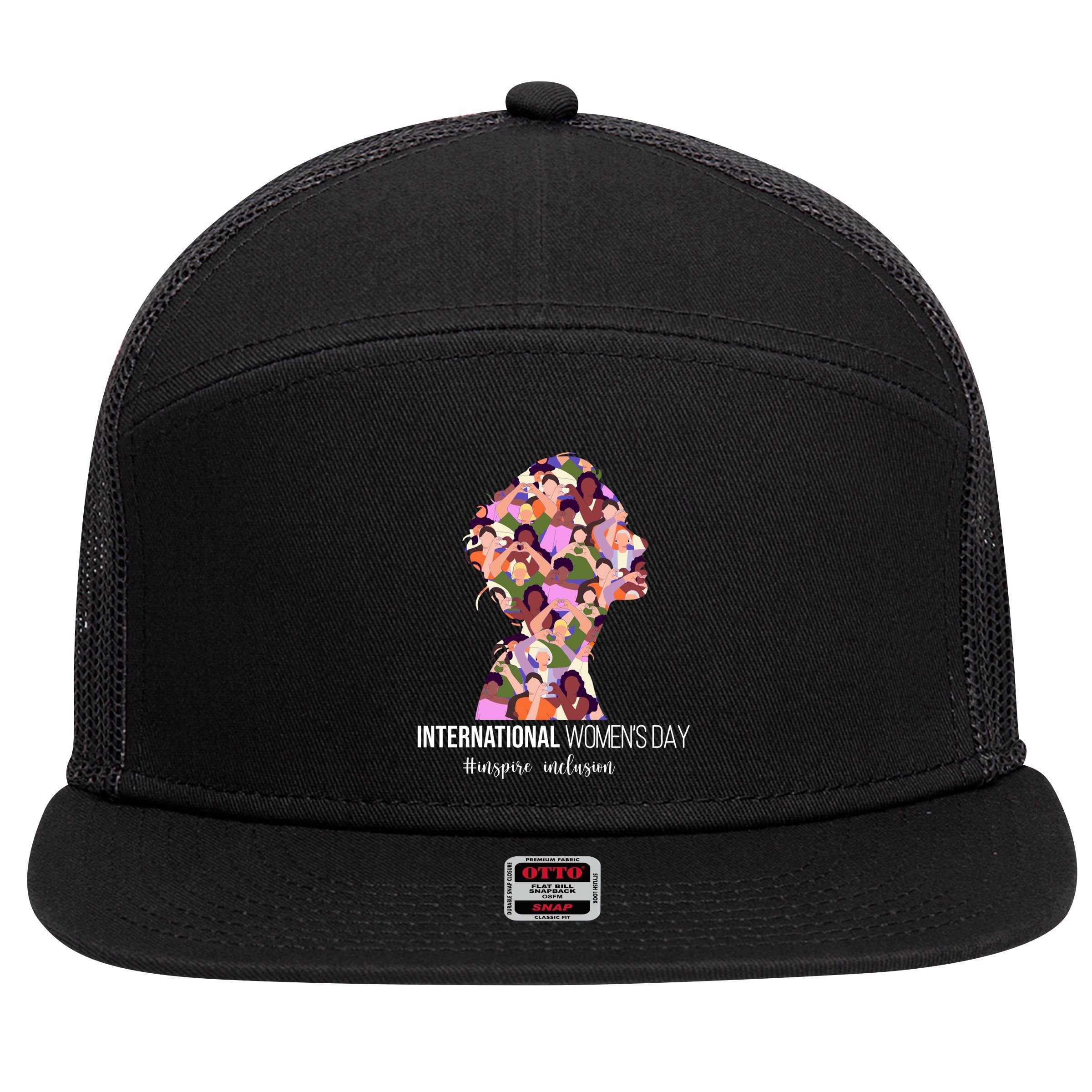 International Womens Day Inspire Inclusion 7 Panel Mesh Trucker Snapback Hat