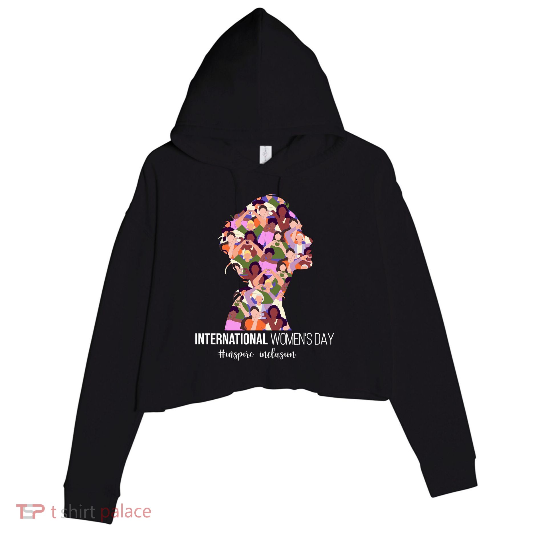 International Womens Day Inspire Inclusion Crop Fleece Hoodie