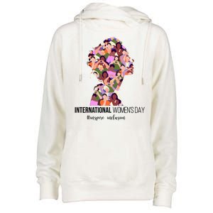 International Womens Day Inspire Inclusion Womens Funnel Neck Pullover Hood