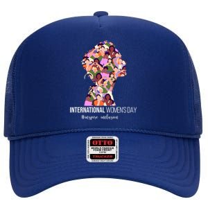 International Womens Day Inspire Inclusion High Crown Mesh Back Trucker Hat