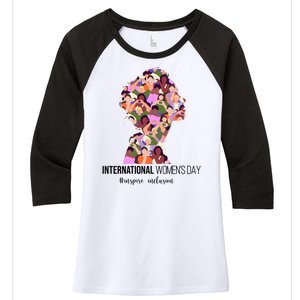 International Womens Day Inspire Inclusion Women's Tri-Blend 3/4-Sleeve Raglan Shirt