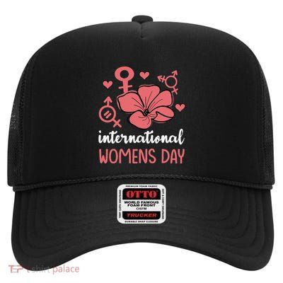 International Women.S Day 2025 8 March High Crown Mesh Back Trucker Hat