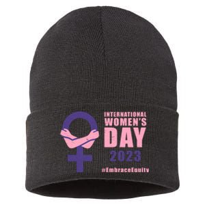 International Womens Day March 8 #EmbraceEquity For Women Sustainable Knit Beanie