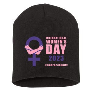 International Womens Day March 8 #EmbraceEquity For Women Short Acrylic Beanie