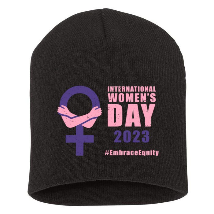 International Womens Day March 8 #EmbraceEquity For Women Short Acrylic Beanie