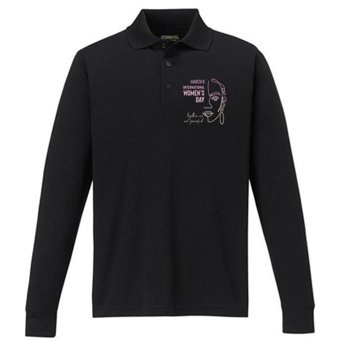 International Women's Day, March 8, Black Pride Feminist Performance Long Sleeve Polo