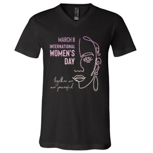 International Women's Day, March 8, Black Pride Feminist V-Neck T-Shirt