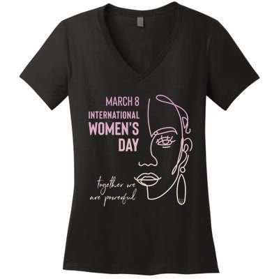 International Women's Day, March 8, Black Pride Feminist Women's V-Neck T-Shirt