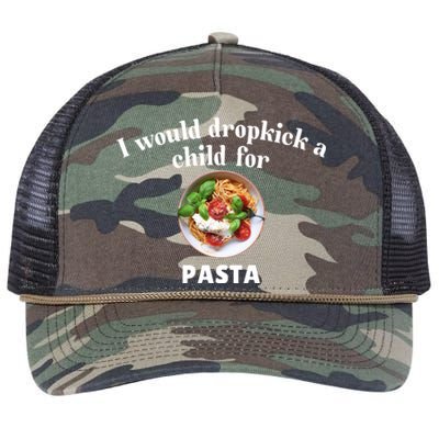 I Would Dropkick A Child For Pasta Retro Rope Trucker Hat Cap