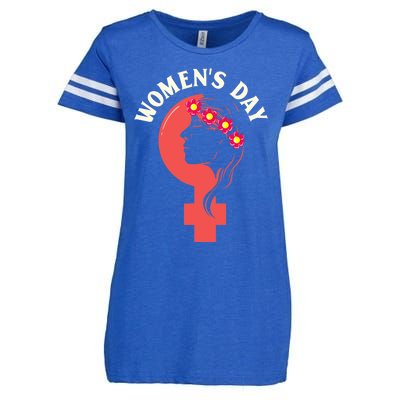 International Women's Day Gift Beautiful Girl Flowers Symbol Enza Ladies Jersey Football T-Shirt