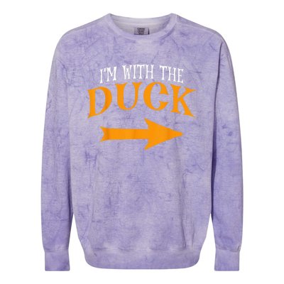 I'm With Duck Halloween Costume Funny Couples Duck Colorblast Crewneck Sweatshirt