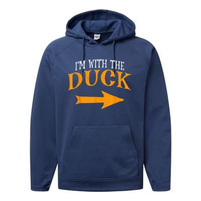 I'm With Duck Halloween Costume Funny Couples Duck Performance Fleece Hoodie