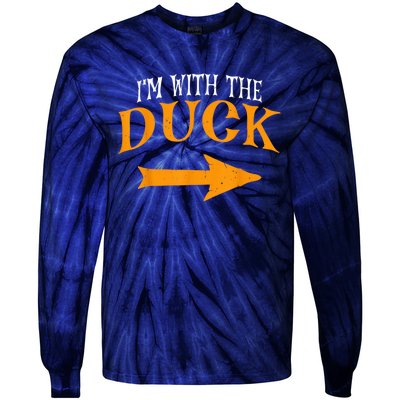 I'm With Duck Halloween Costume Funny Couples Duck Tie-Dye Long Sleeve Shirt