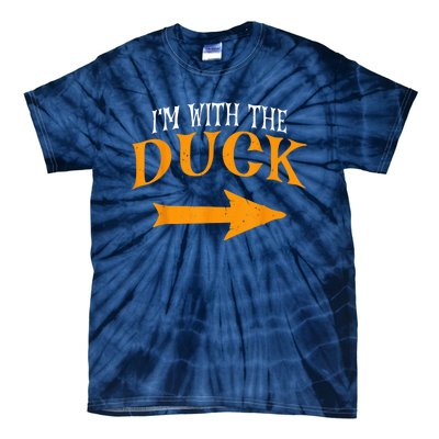 I'm With Duck Halloween Costume Funny Couples Duck Tie-Dye T-Shirt