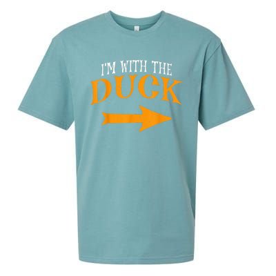 I'm With Duck Halloween Costume Funny Couples Duck Sueded Cloud Jersey T-Shirt