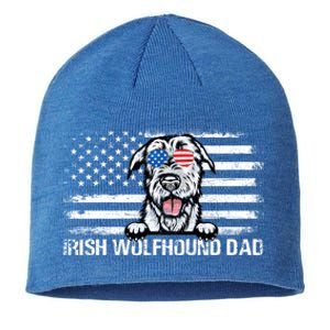 Irish Wolfhound Dad American Flag 4th Of July Patriotic Gift Sustainable Beanie