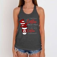 I Will Drink Coffee Here Or There Funny Teacher Teaching Women's Knotted Racerback Tank