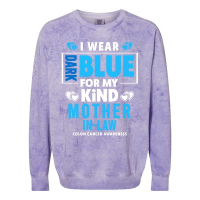 I Wear Dark Blue For My Mother In Law Colon Cancer Awareness Gift Colorblast Crewneck Sweatshirt