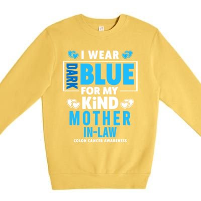 I Wear Dark Blue For My Mother In Law Colon Cancer Awareness Gift Premium Crewneck Sweatshirt