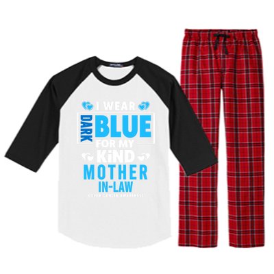 I Wear Dark Blue For My Mother In Law Colon Cancer Awareness Gift Raglan Sleeve Pajama Set