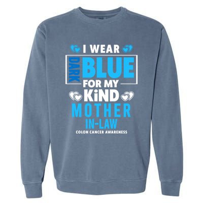 I Wear Dark Blue For My Mother In Law Colon Cancer Awareness Gift Garment-Dyed Sweatshirt