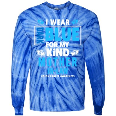 I Wear Dark Blue For My Mother In Law Colon Cancer Awareness Gift Tie-Dye Long Sleeve Shirt