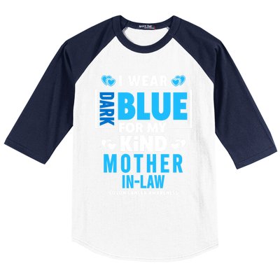 I Wear Dark Blue For My Mother In Law Colon Cancer Awareness Gift Baseball Sleeve Shirt