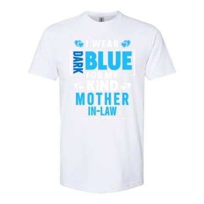 I Wear Dark Blue For My Mother In Law Colon Cancer Awareness Gift Softstyle CVC T-Shirt