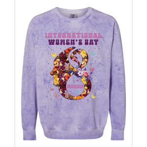 International Women Day 8 March 2024 Flowers Woman Girl Colorblast Crewneck Sweatshirt